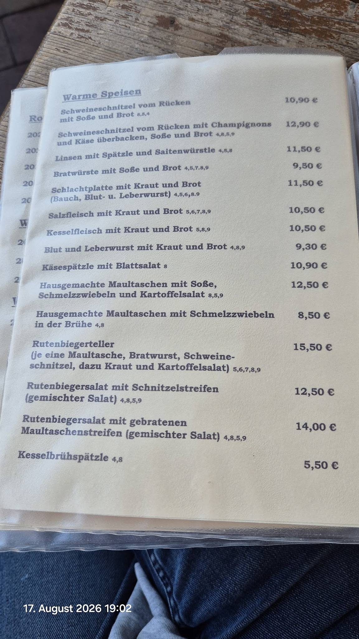 Der Rutenbieger меню