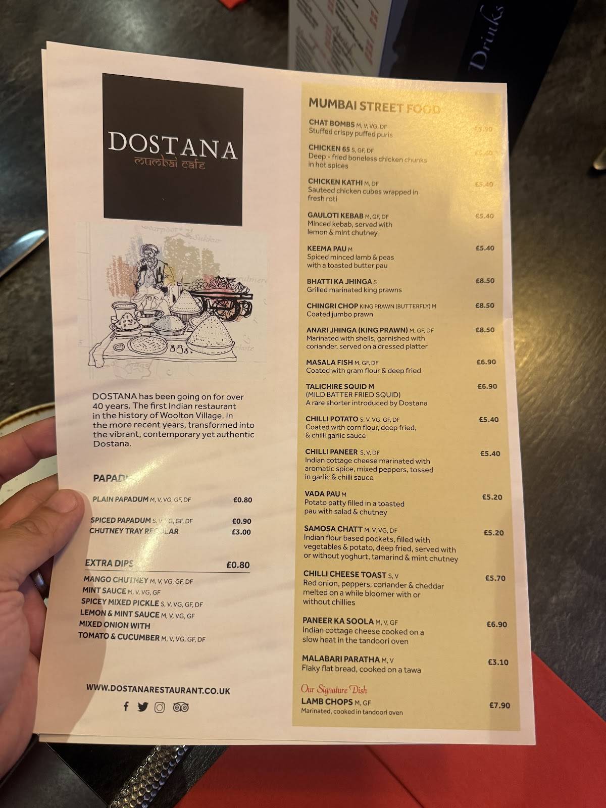 Dostana меню