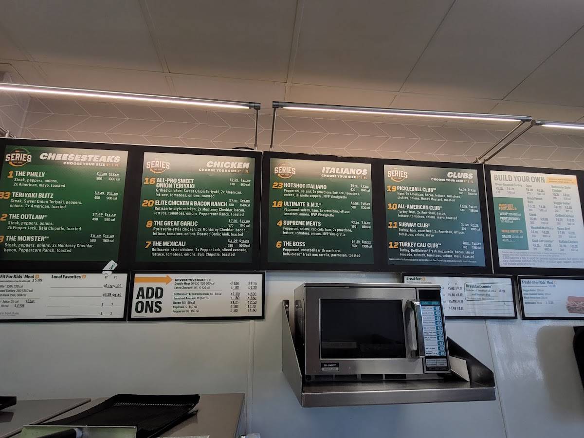 Subway меню