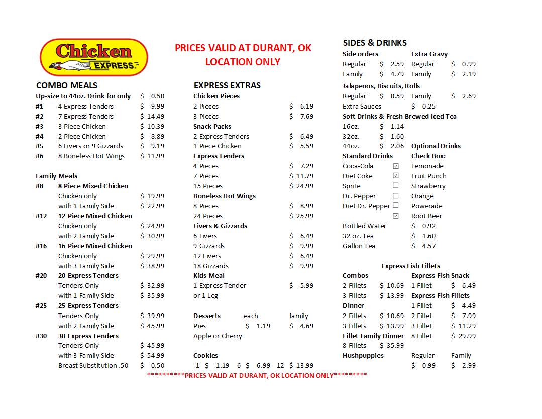 Chicken Express меню