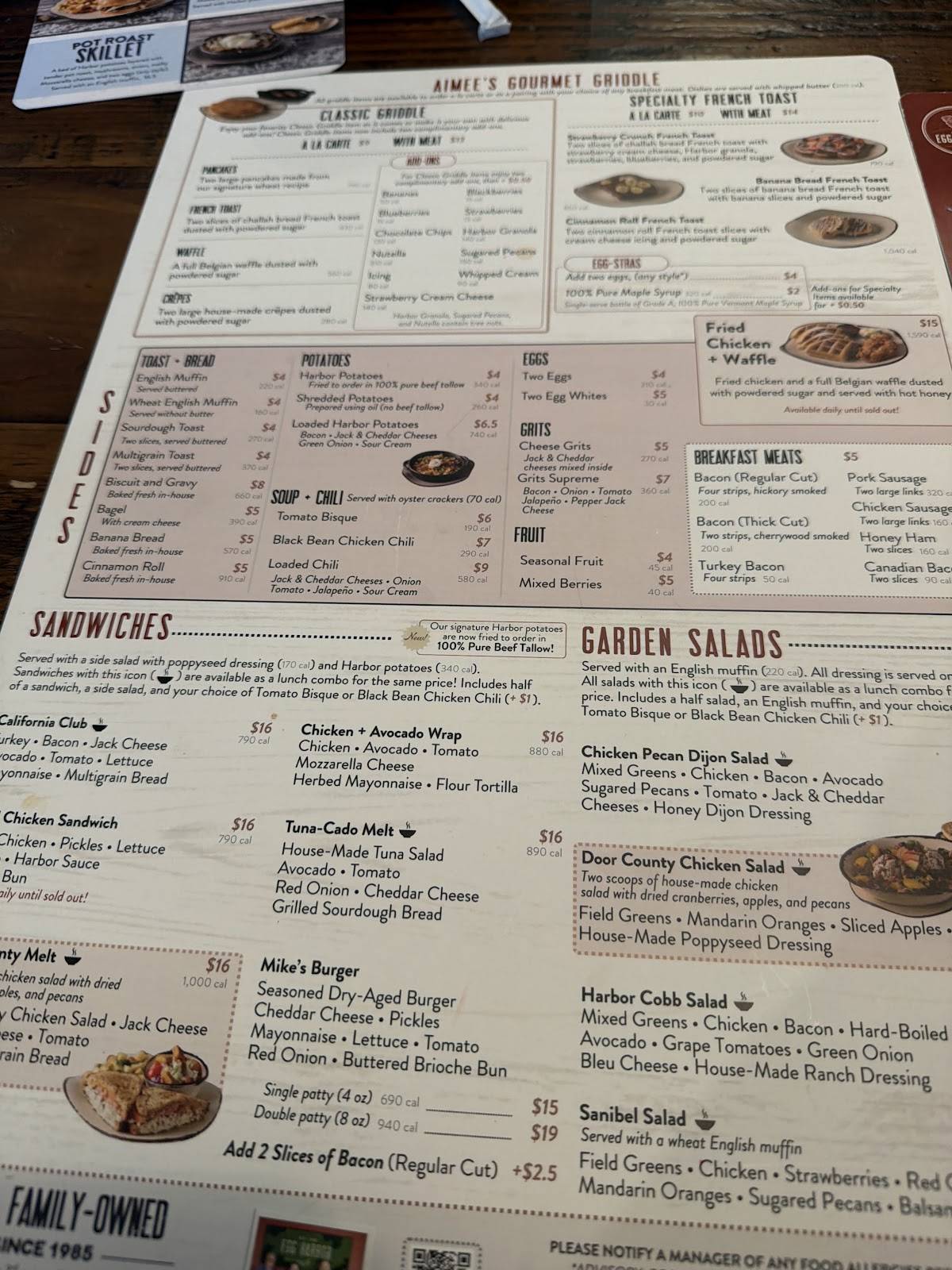 Egg Harbor Cafe меню
