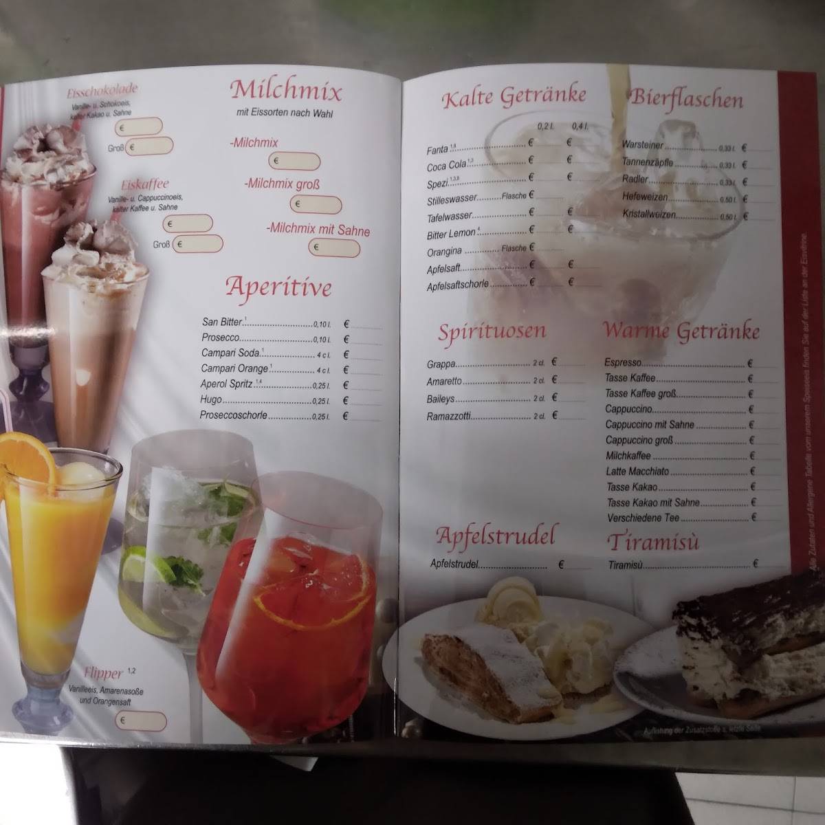 Eiscafé Pinnocchio меню