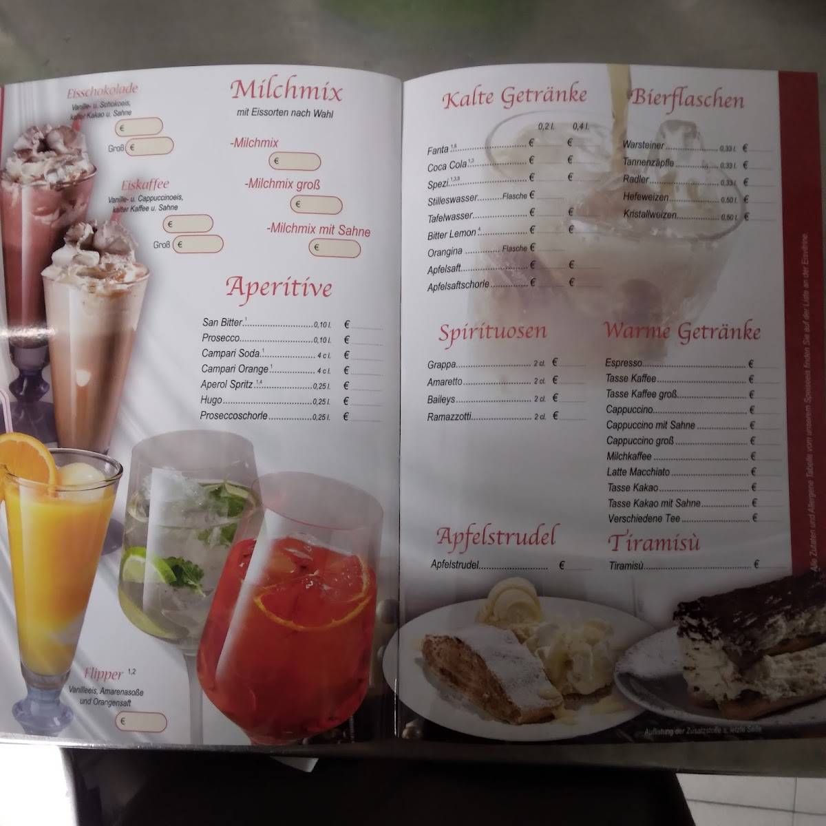 Eiscafé Pinnocchio меню