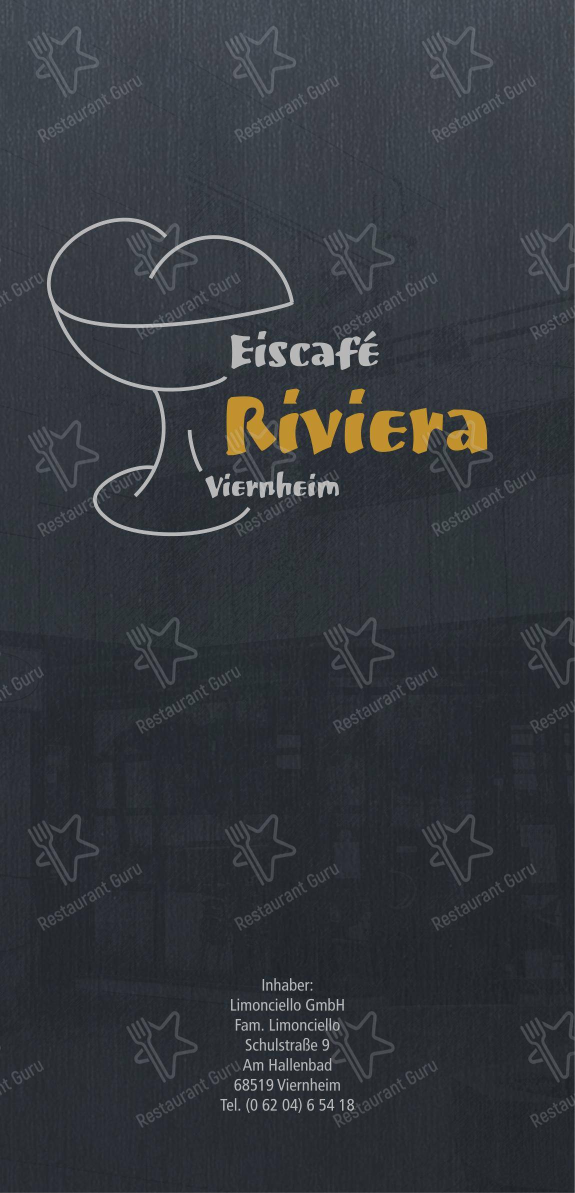 Меню кафе Eiscafé Riviera