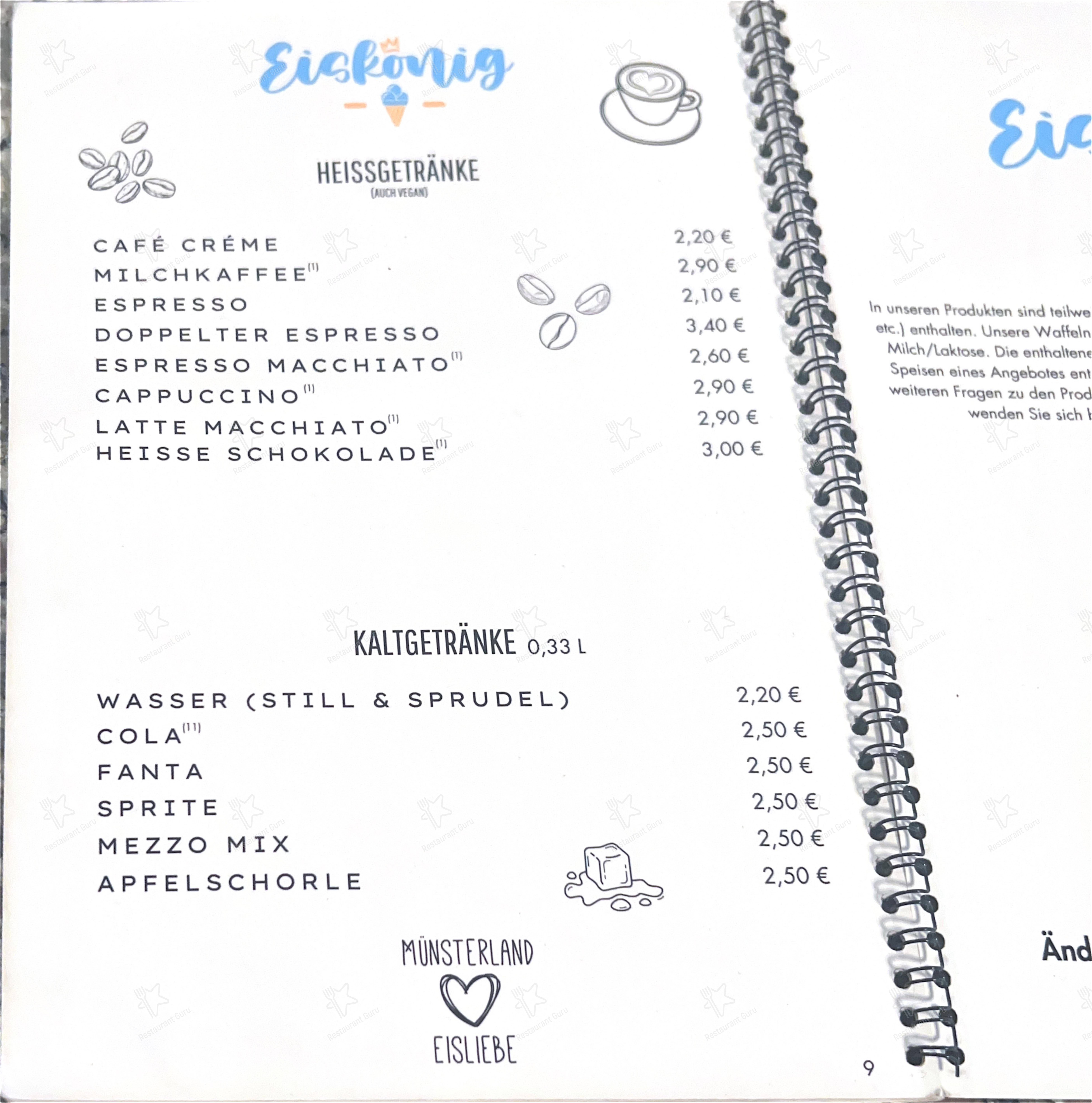 Меню Eiskönig