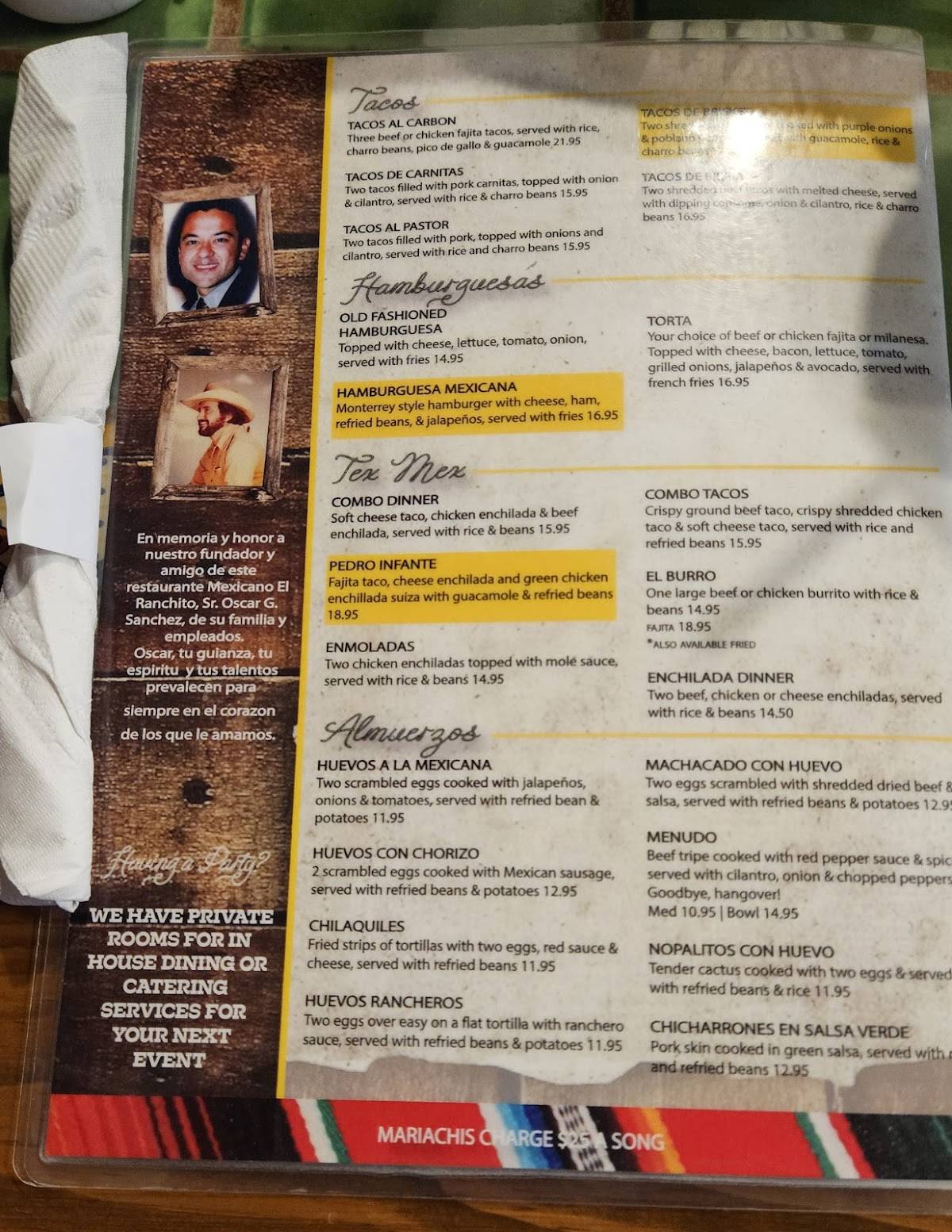 El Ranchito меню