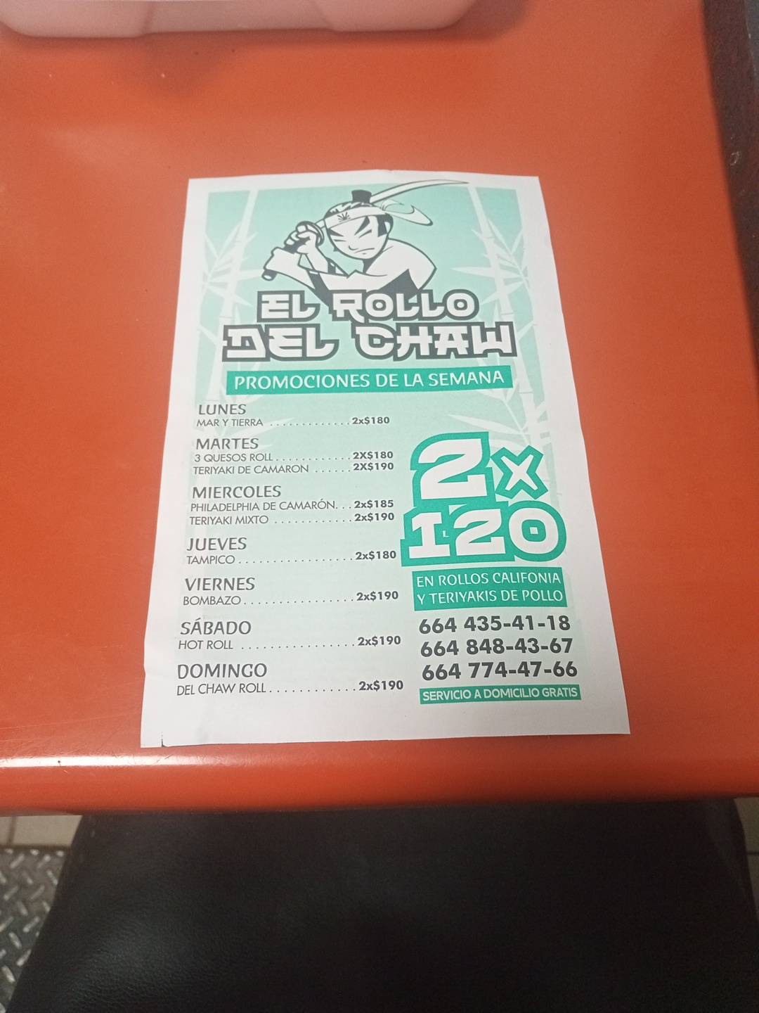 El Rollo Del Chaw меню