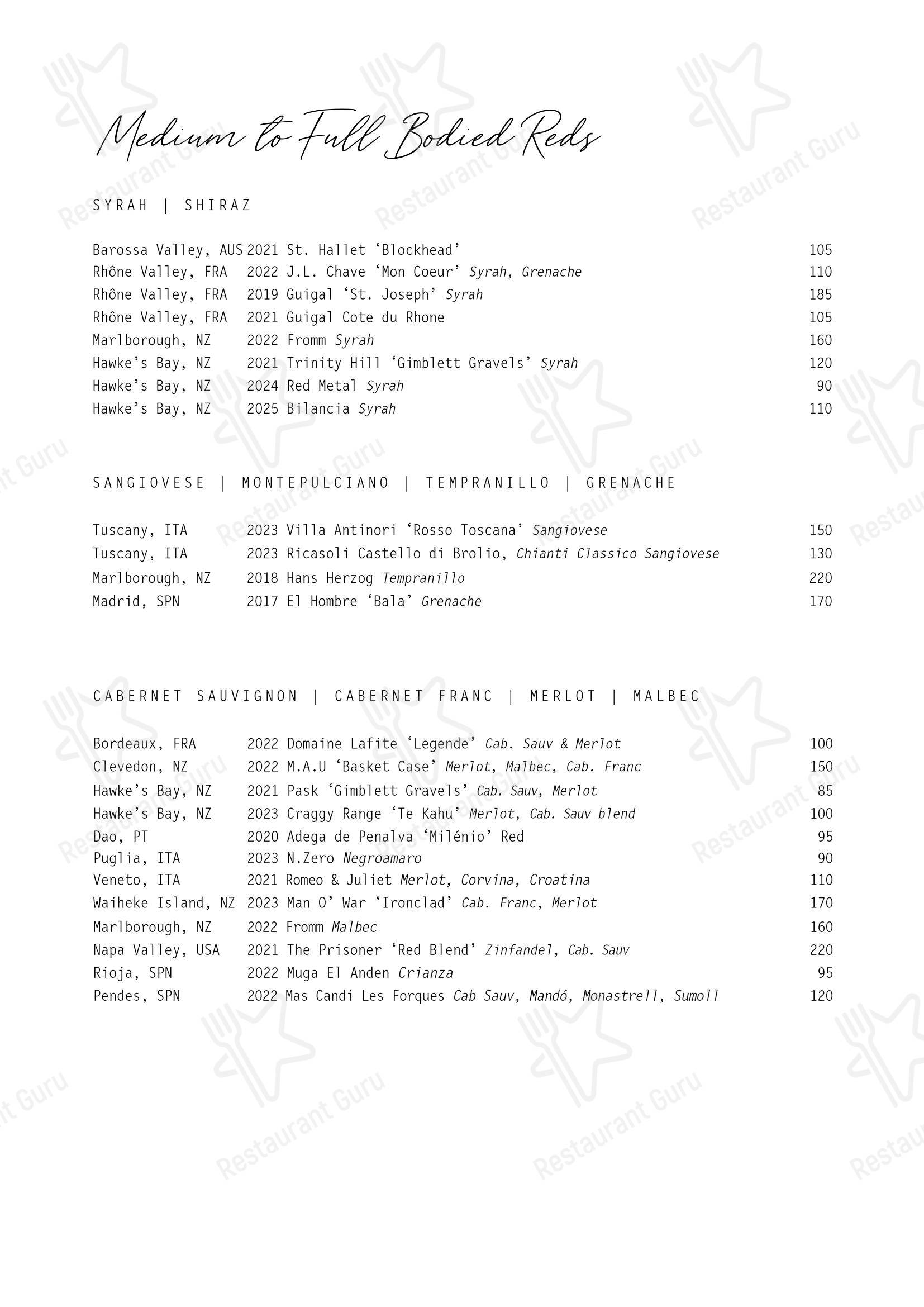Меню ресторана Esther Restaurant - Lunch Menu