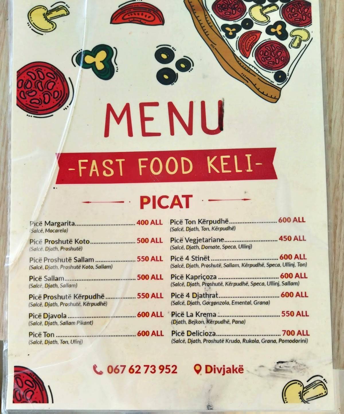 Fast Food Piceri Keli меню