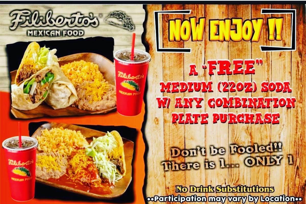 Filibertos Mexican food меню