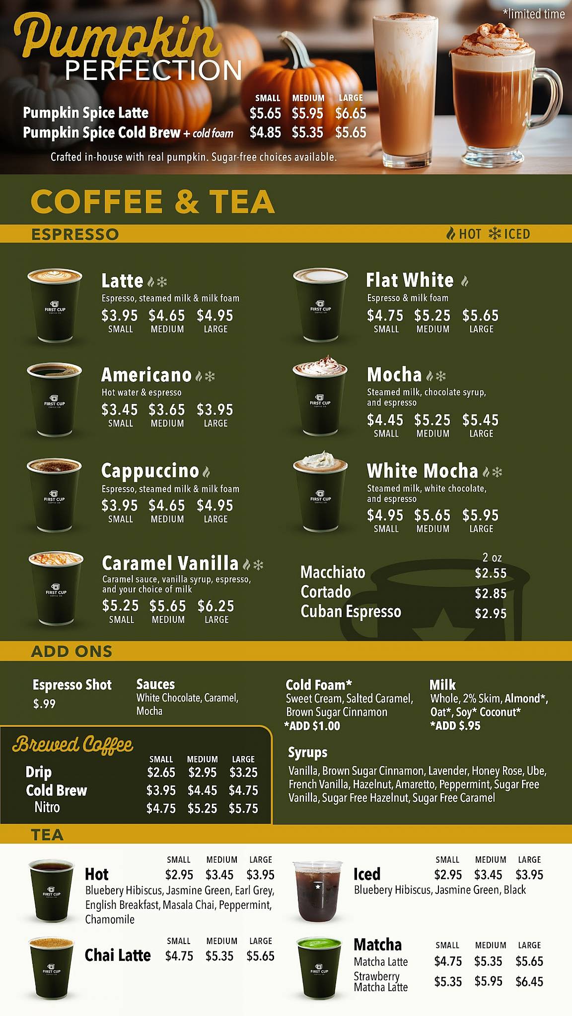 First Cup Coffee Co меню