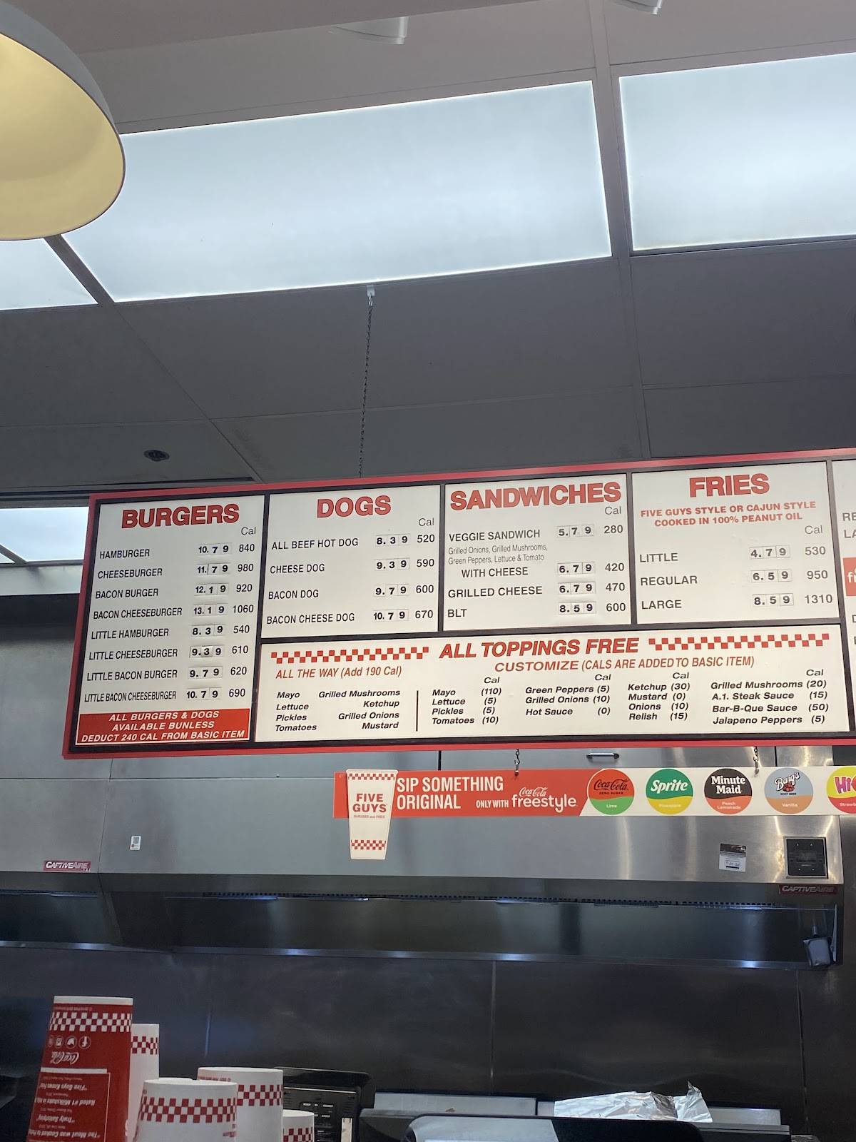 Five Guys меню
