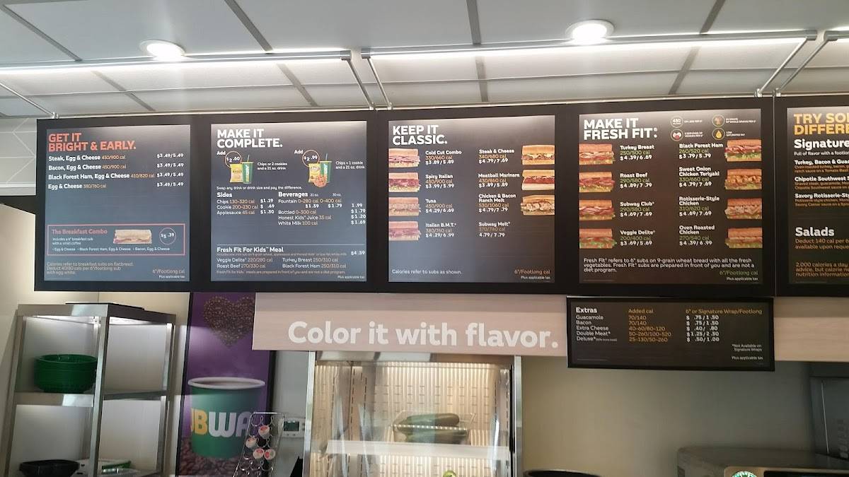Subway меню