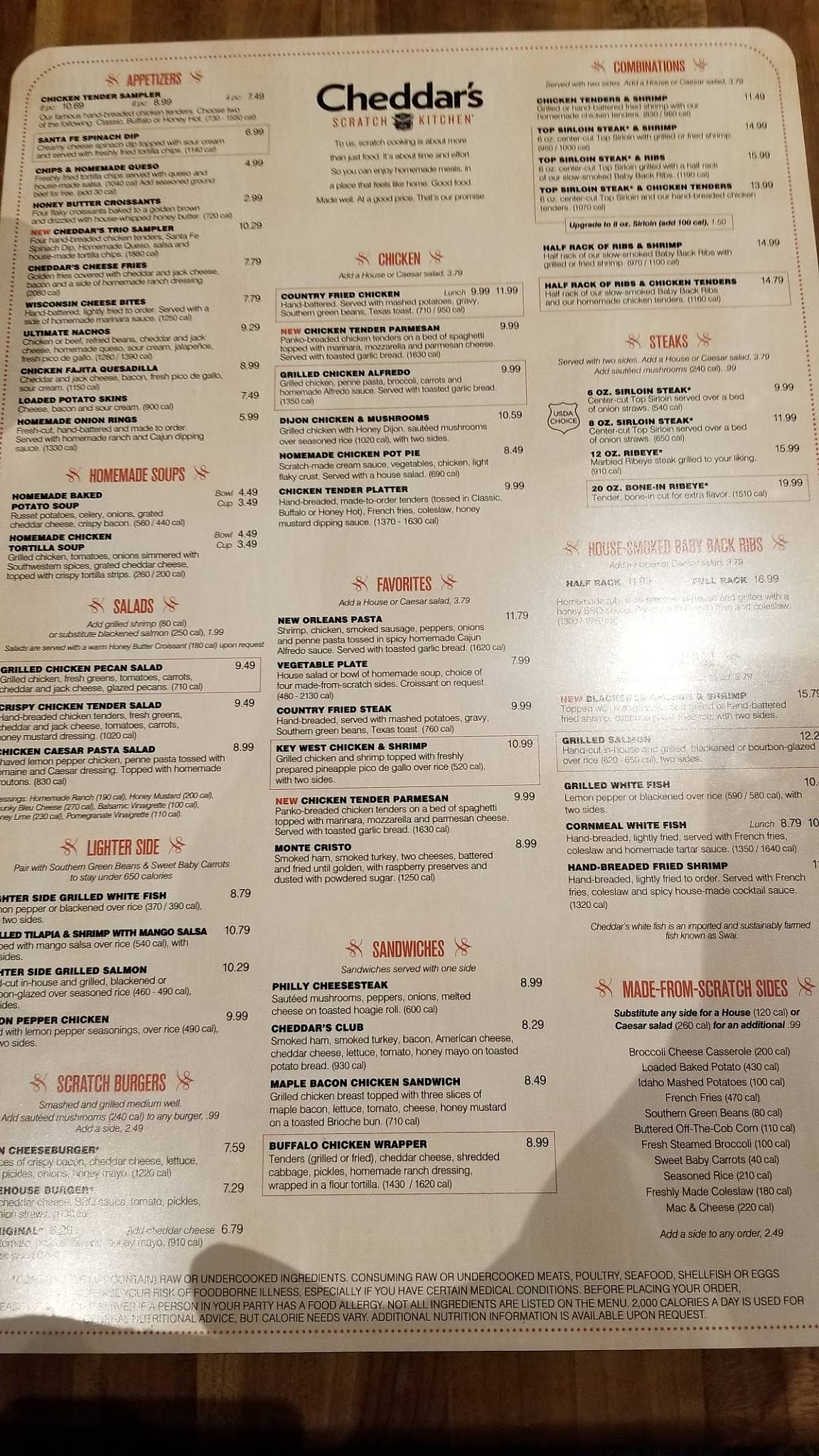 Cheddar's Scratch Kitchen меню