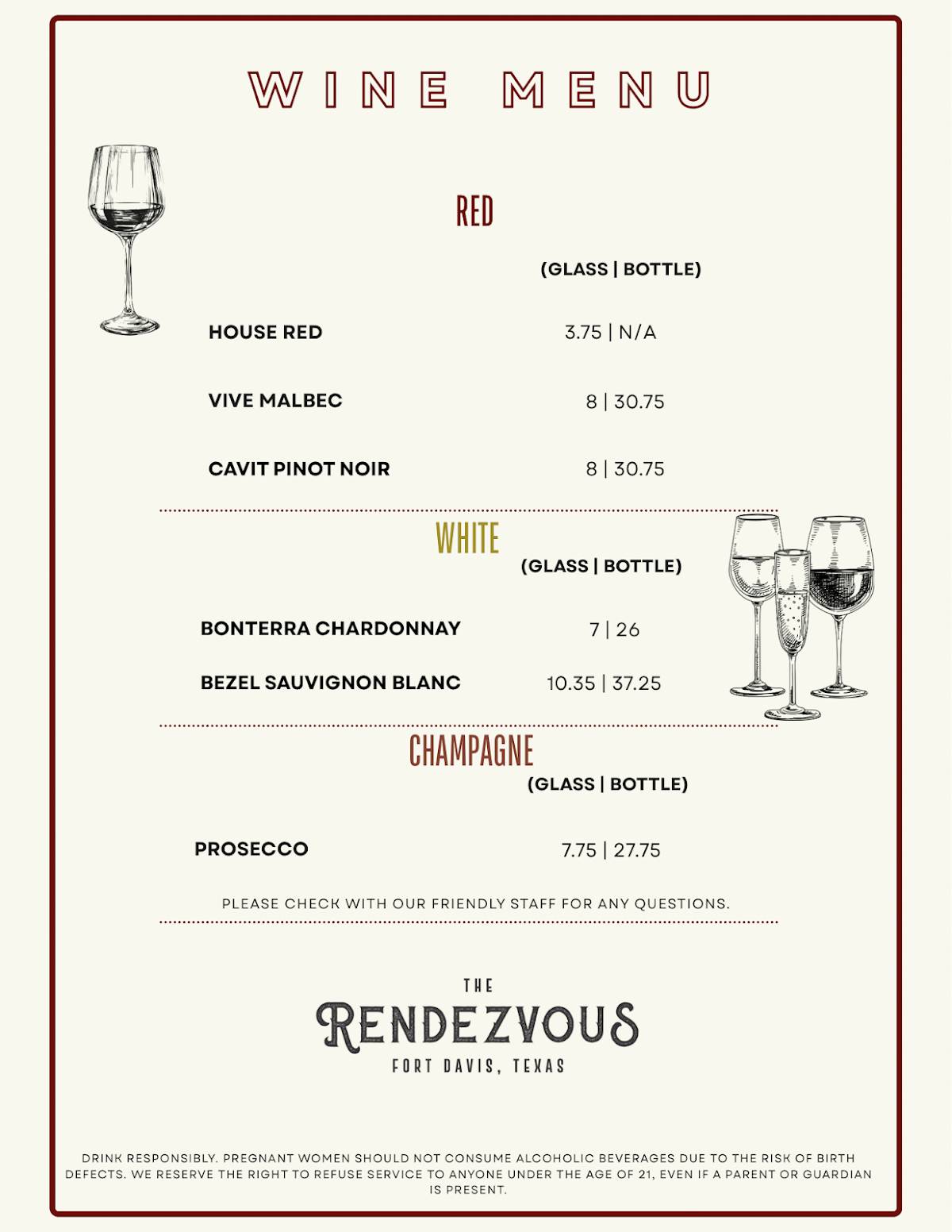 The Rendezvous меню