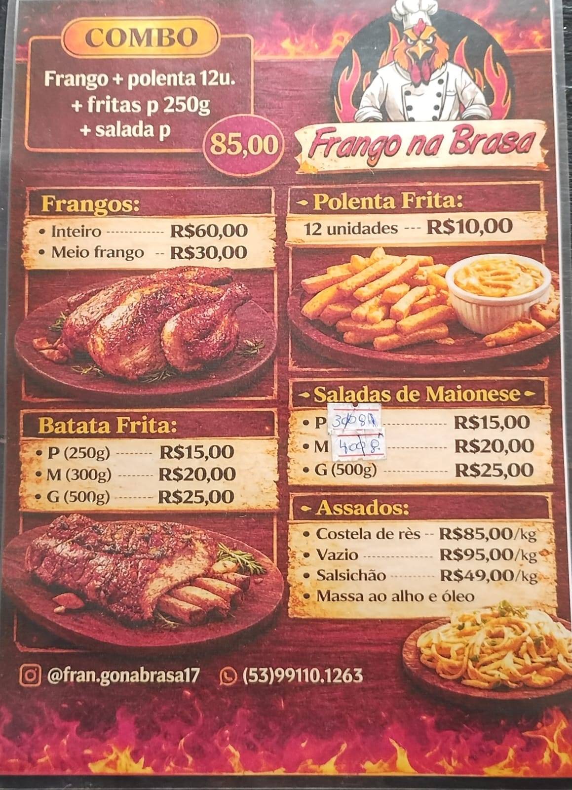Frango na brasa меню