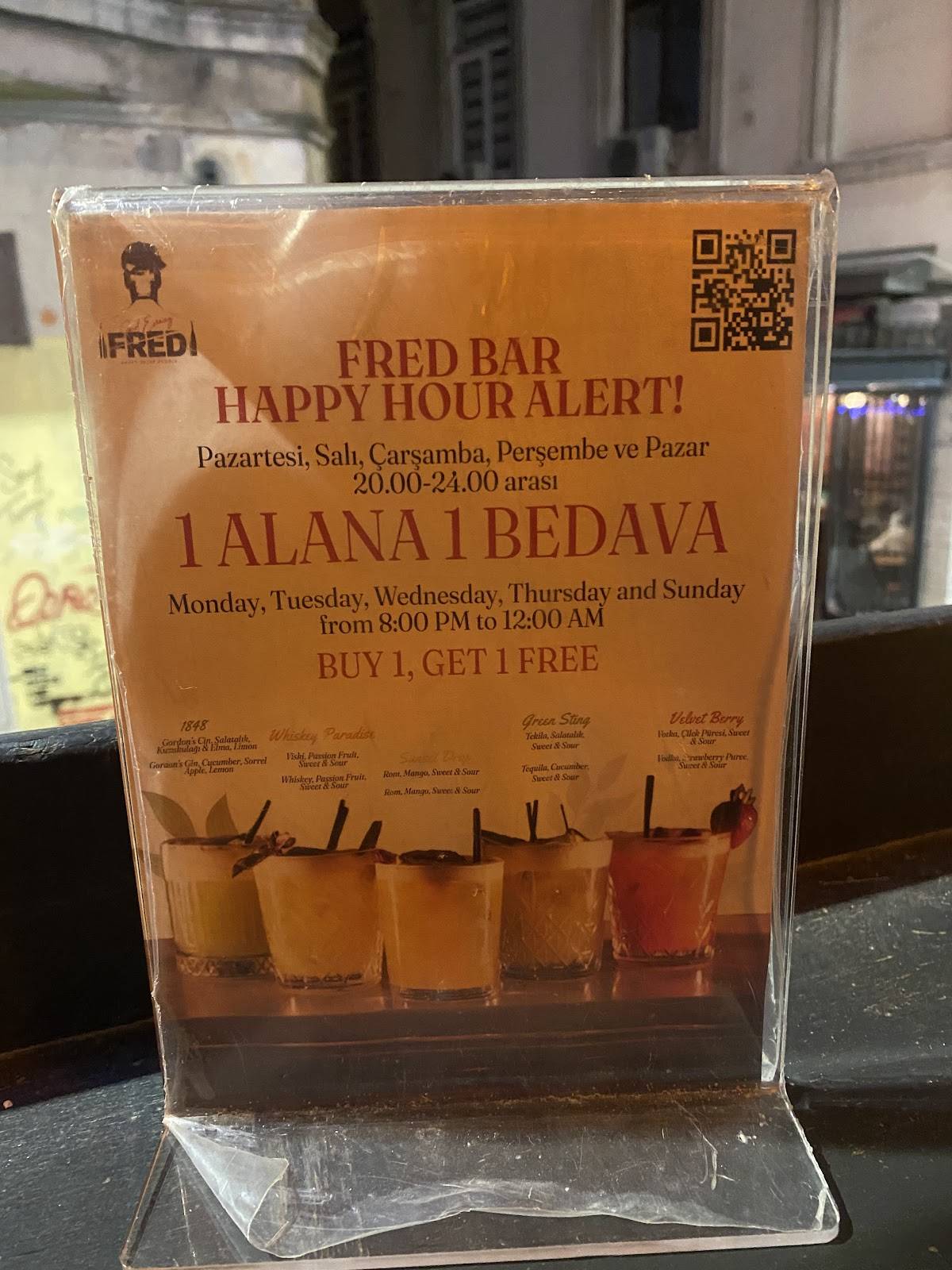 FredBarİstanbul меню