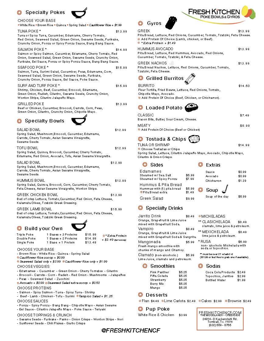 Fresh Kitchen CF Poke Bowls & Gyros меню