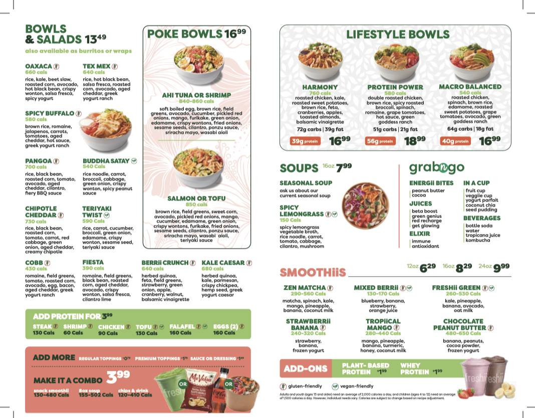 Freshii Sundance меню