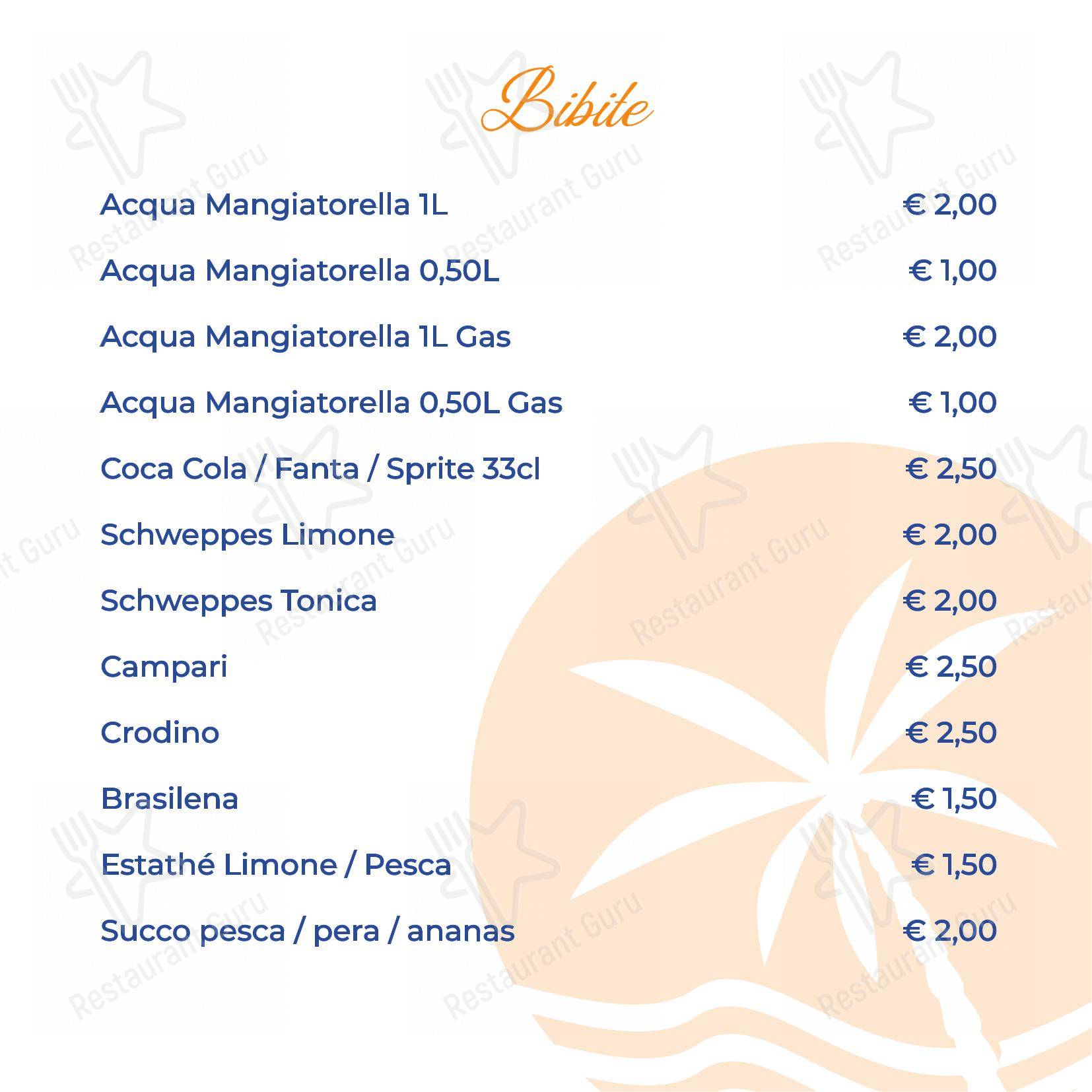 Меню ресторана Ristorante La Playa