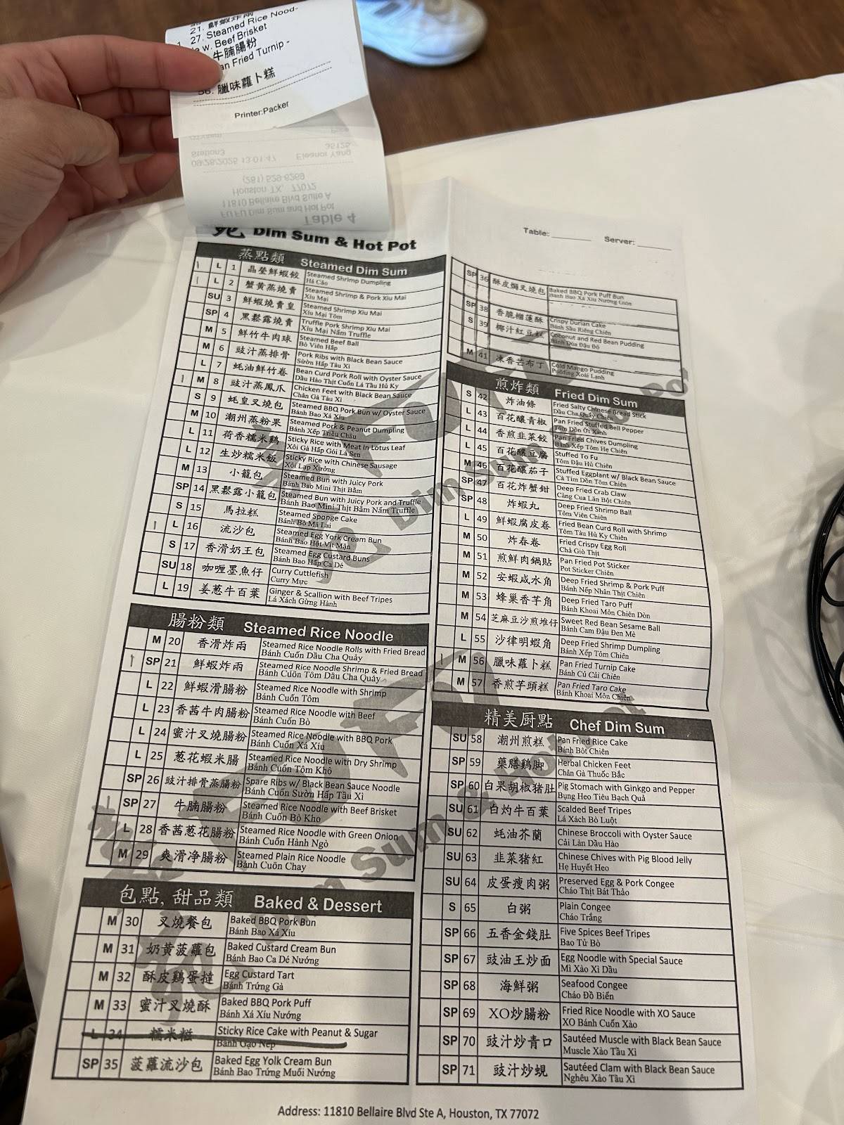 Fu Fu Dim Sum and Hot Pot меню