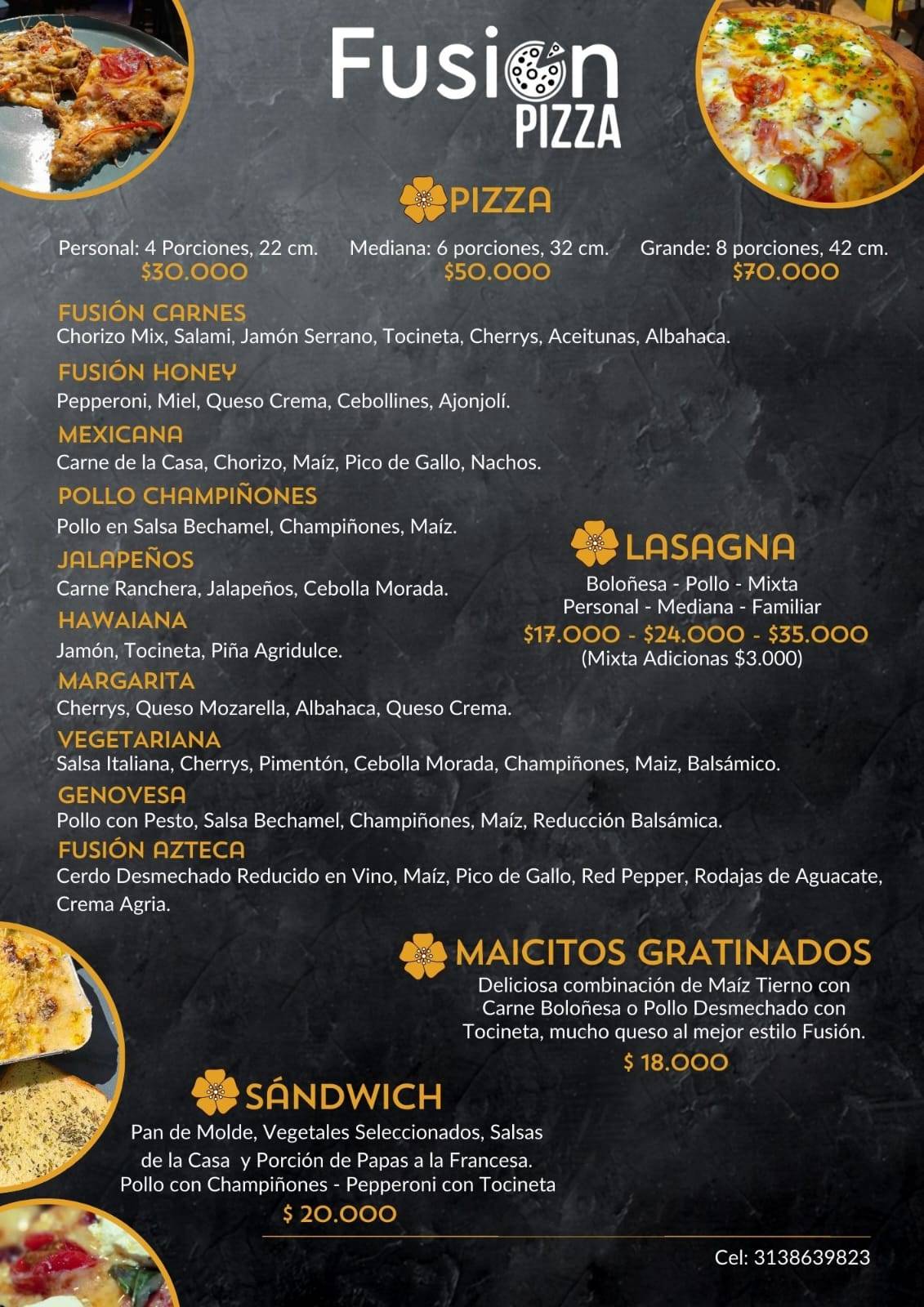 Fusión Pizzas Rio меню