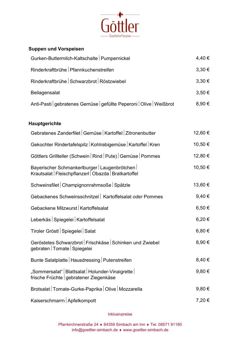 Göttler меню