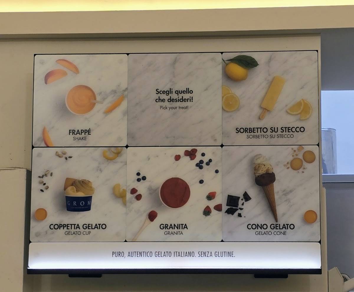 GROM Gelato меню