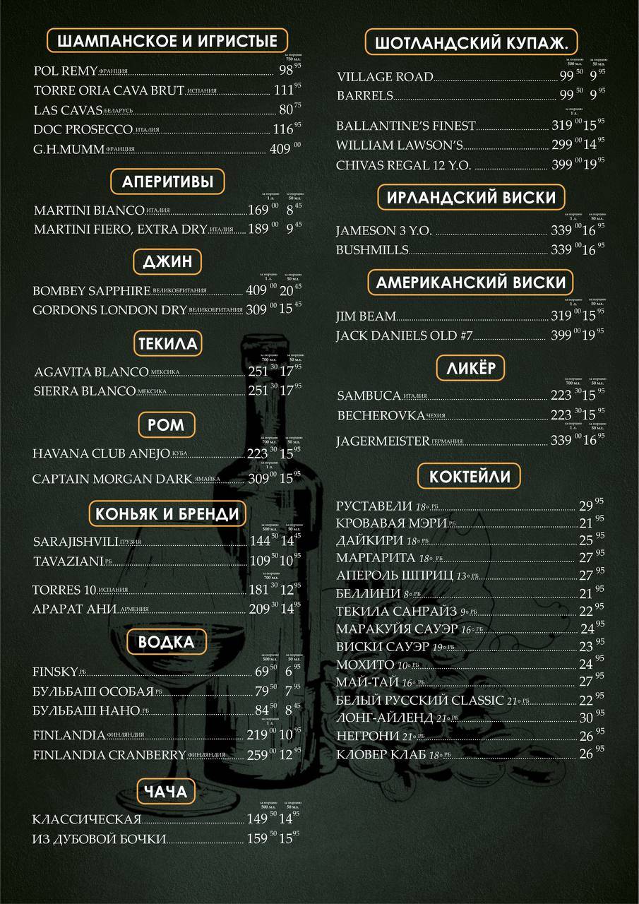 Руставели меню