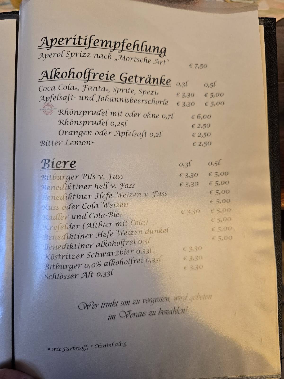 Gasthaus Zum Löwen - „Mortsche“ меню