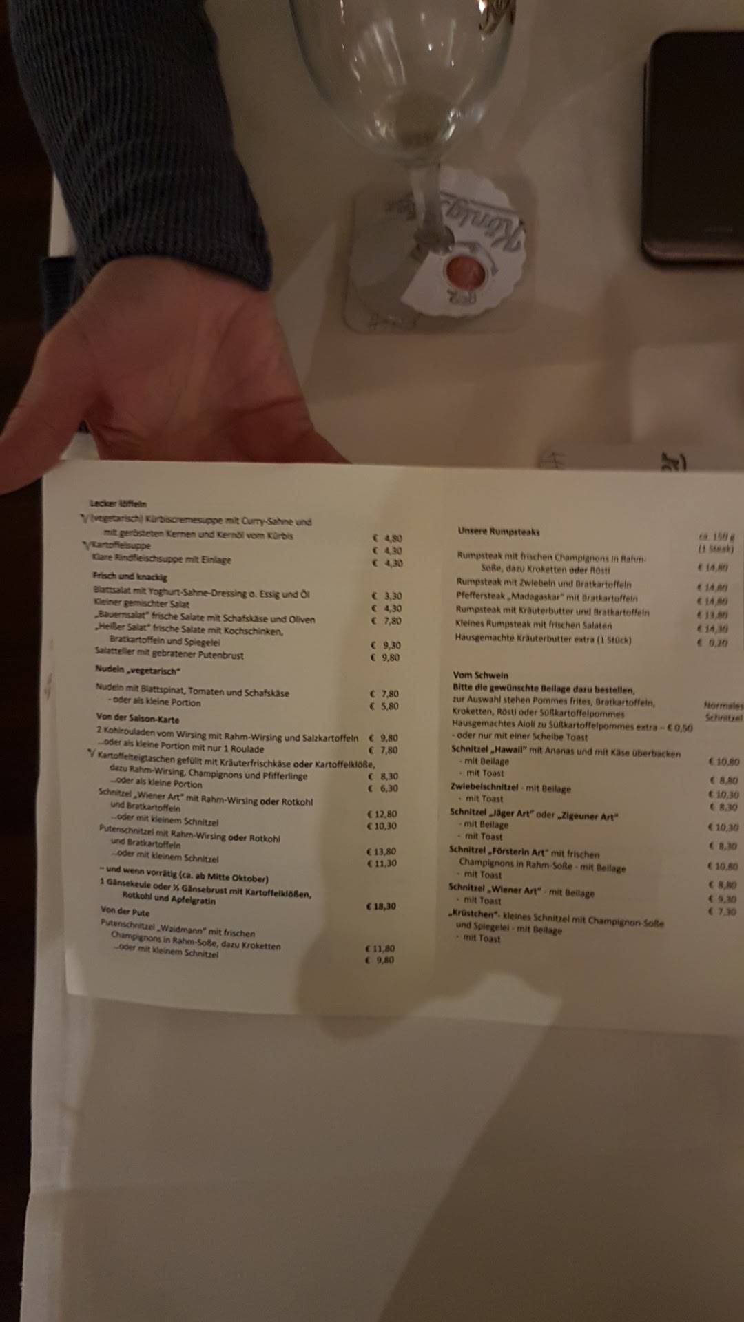 Gaststätte Rühl меню