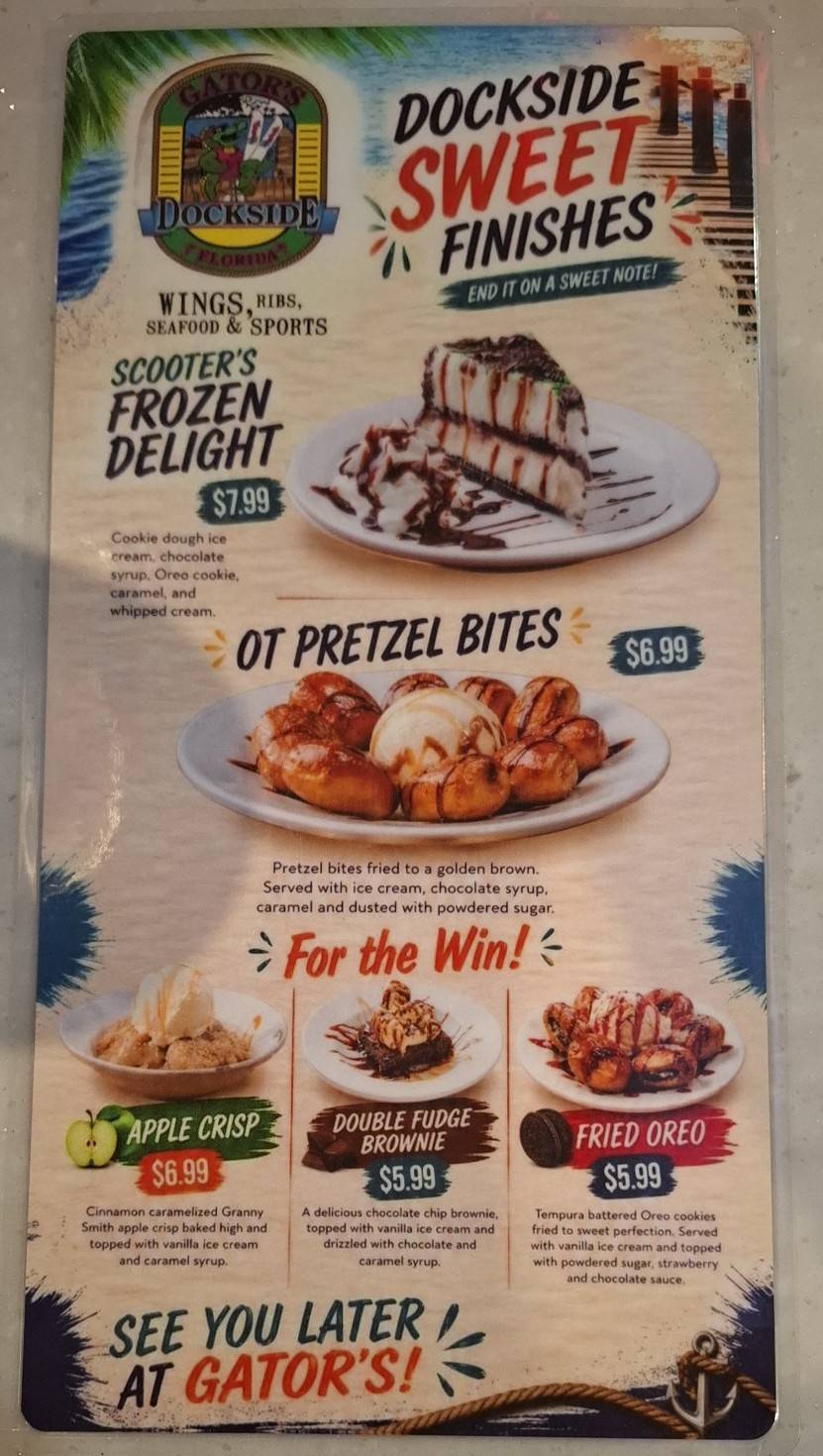 Gator's Dockside Spring Hill меню