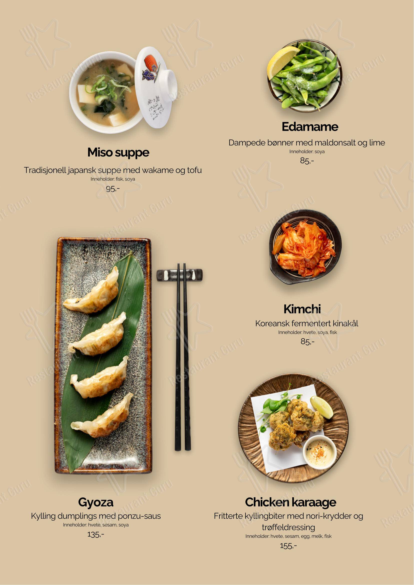 Меню ресторана Genji Izakaya Ramen в Осло