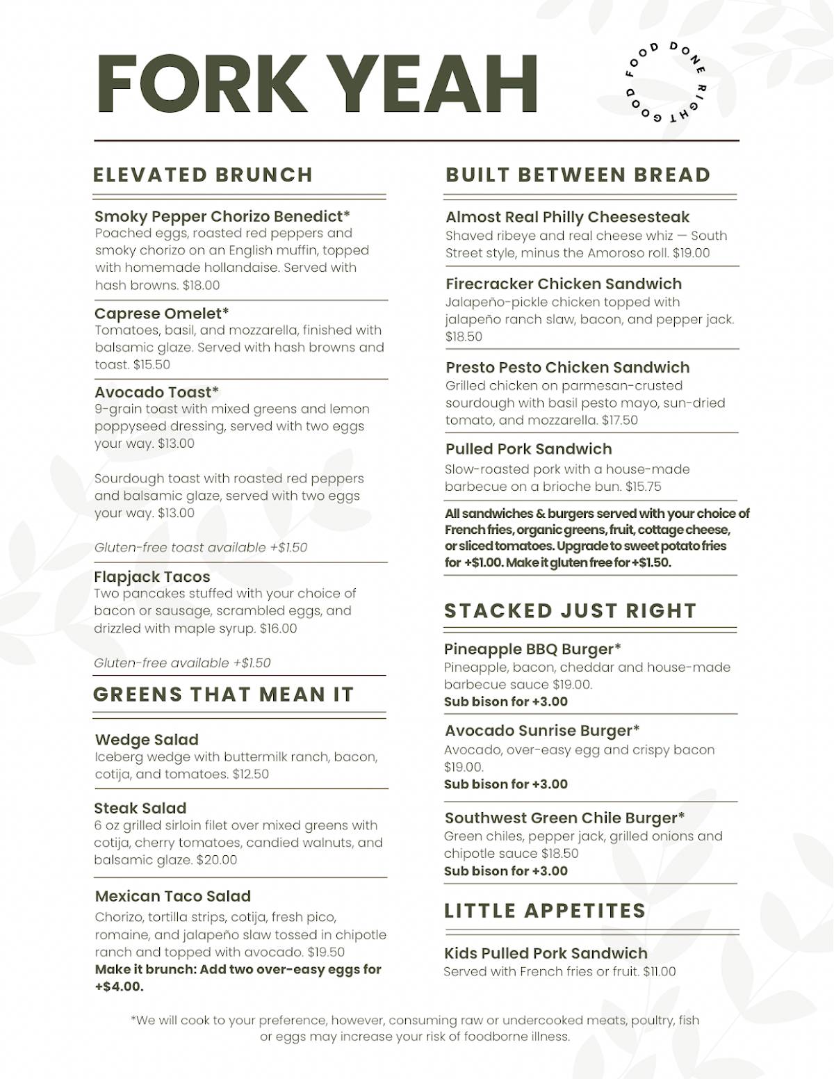 The Gilbert House Restaurant меню