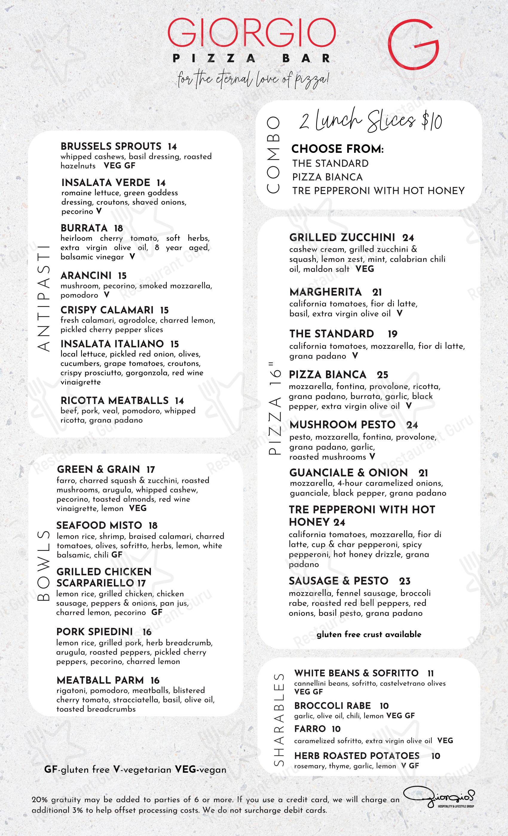 Giorgio Pizza Bar в Ролях - Меню напитков
