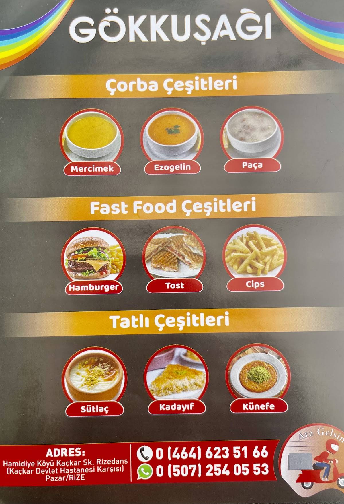 Gökkuşaği меню