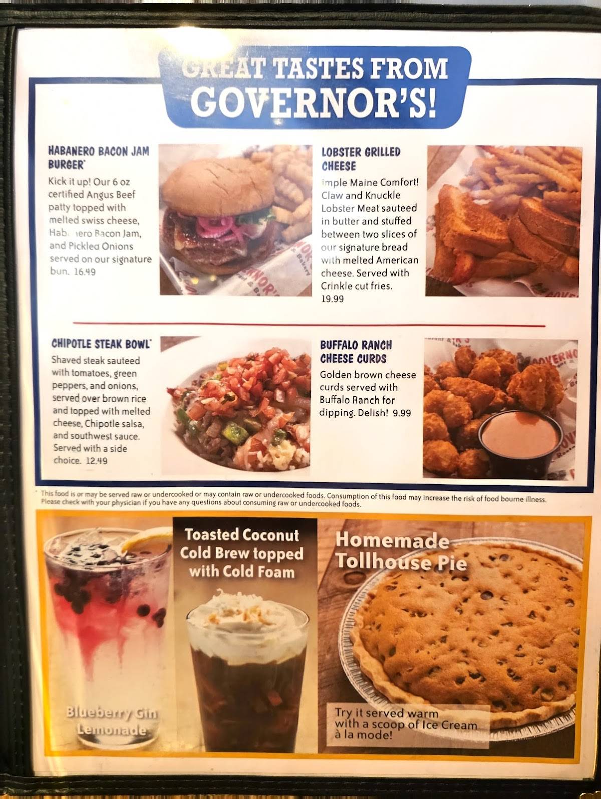 Governor's Restaurant & Bakery меню