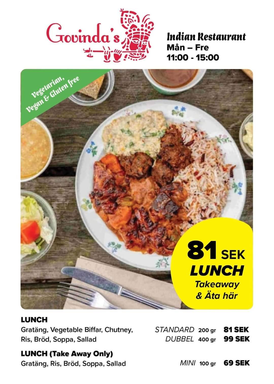 Govindas Vegetarian & Vegan Restaurant меню