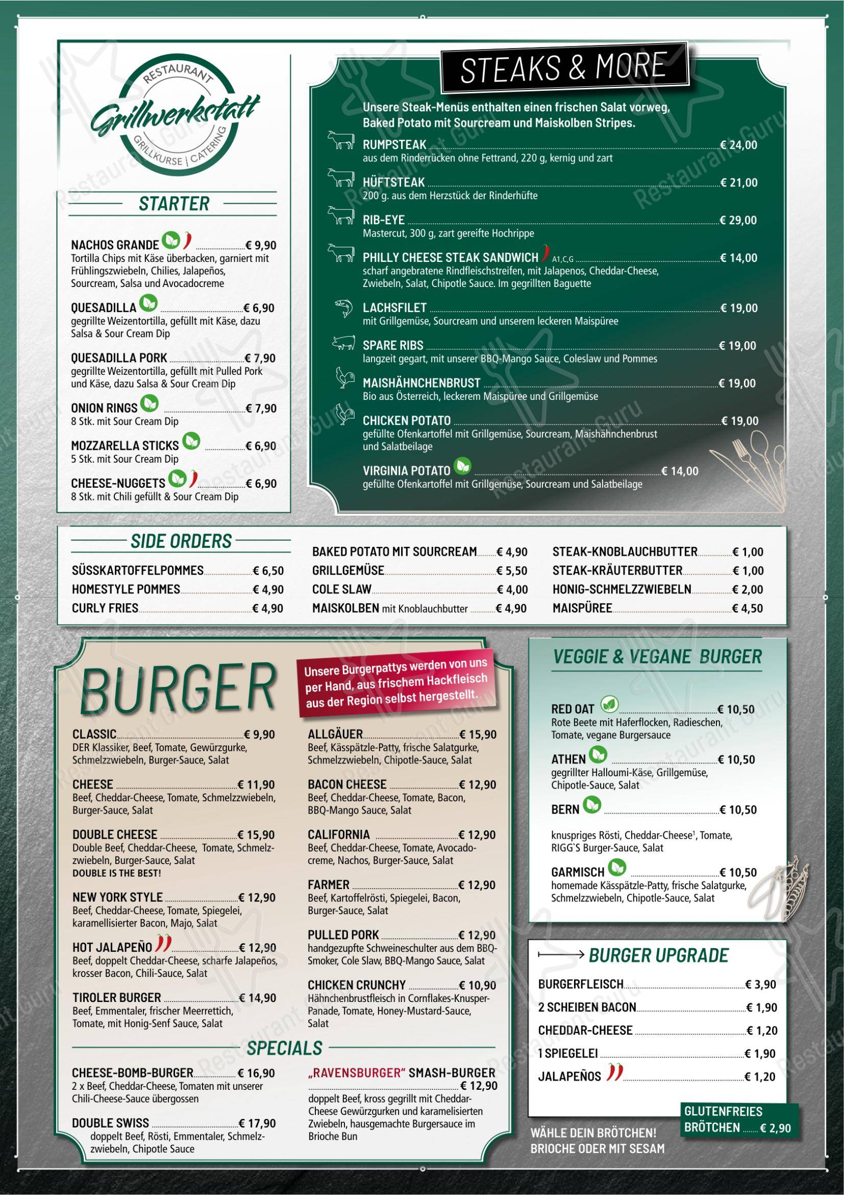 Меню ресторана Grillwerkstatt Restaurant