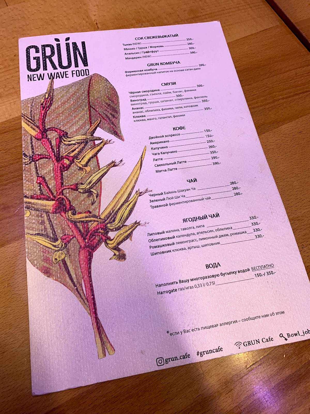 GRUN меню