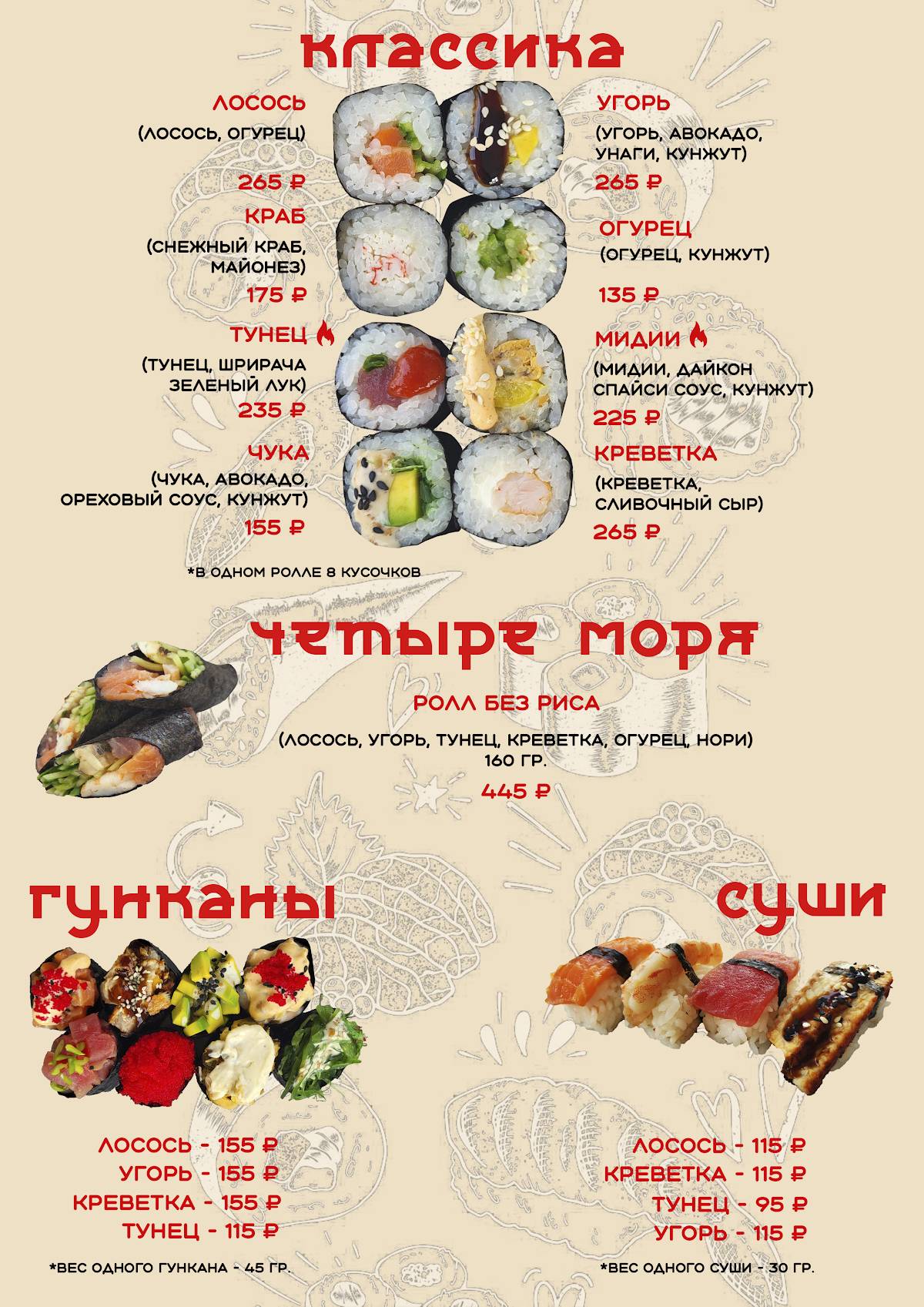 Япония меню