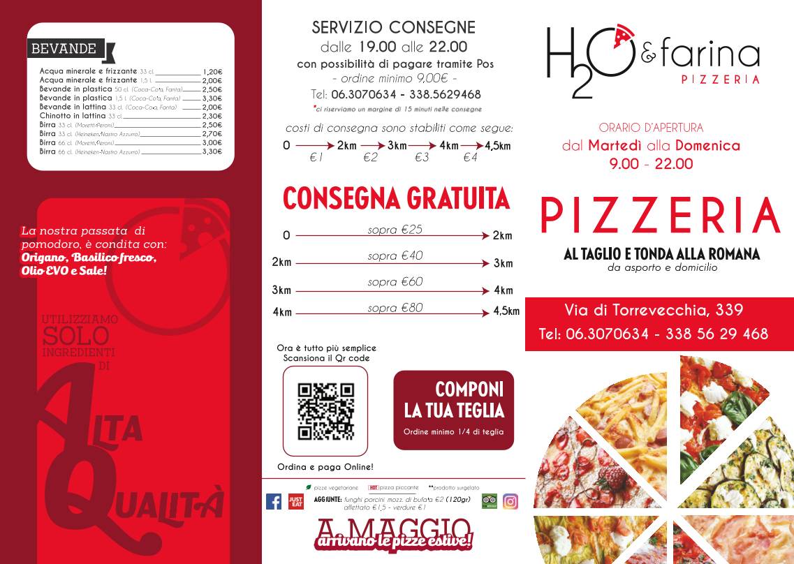 H2O & Farina Pizzeria Torrevecchia меню
