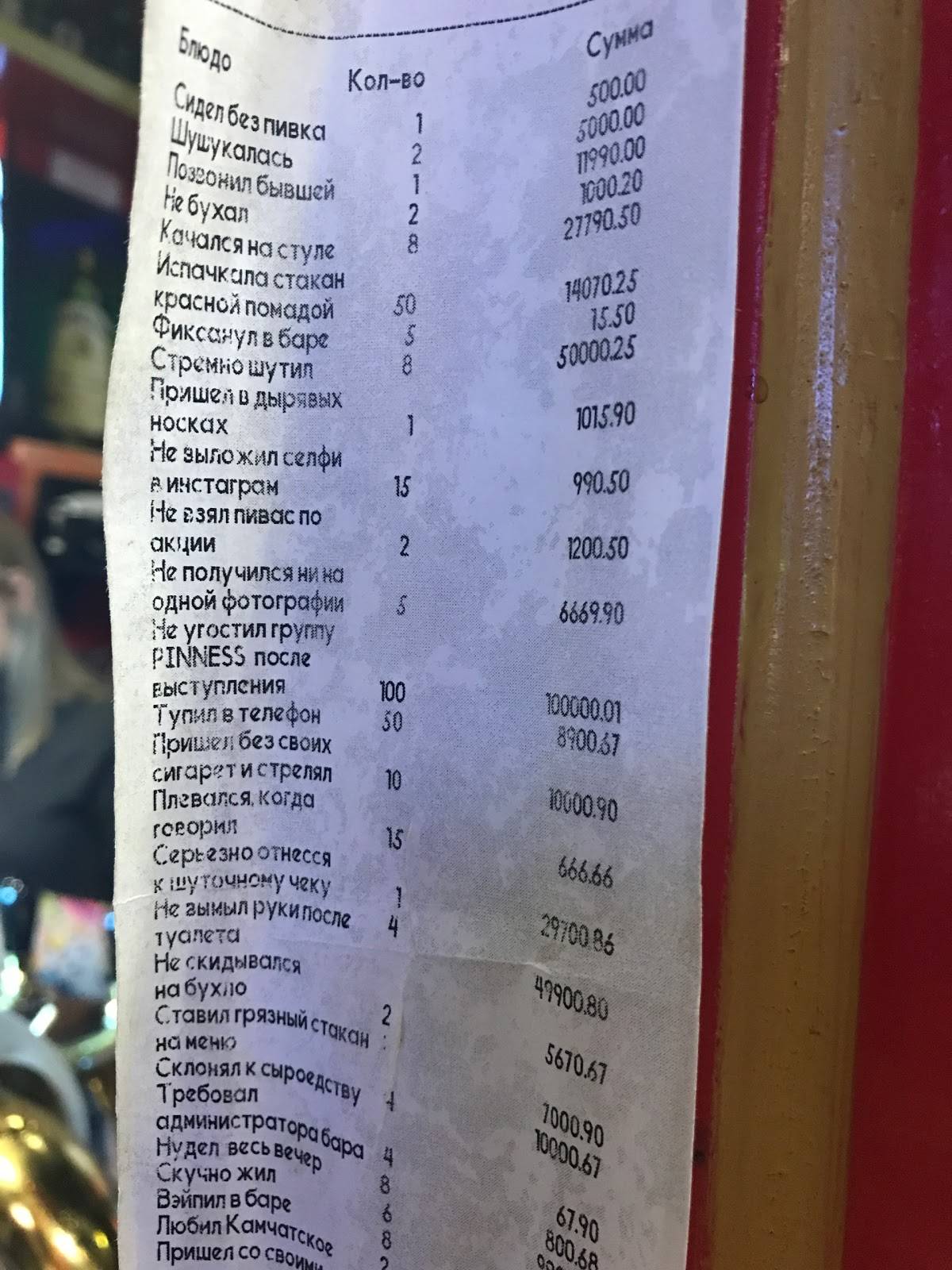 Ирландский паб Harat's pub меню