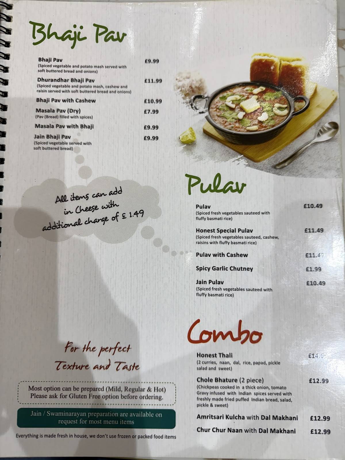 Honest Restaurant меню