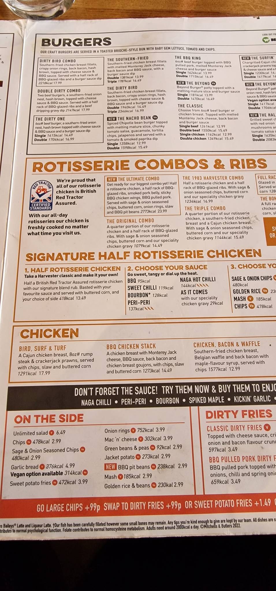 Harvester Horse & Groom Polegate меню