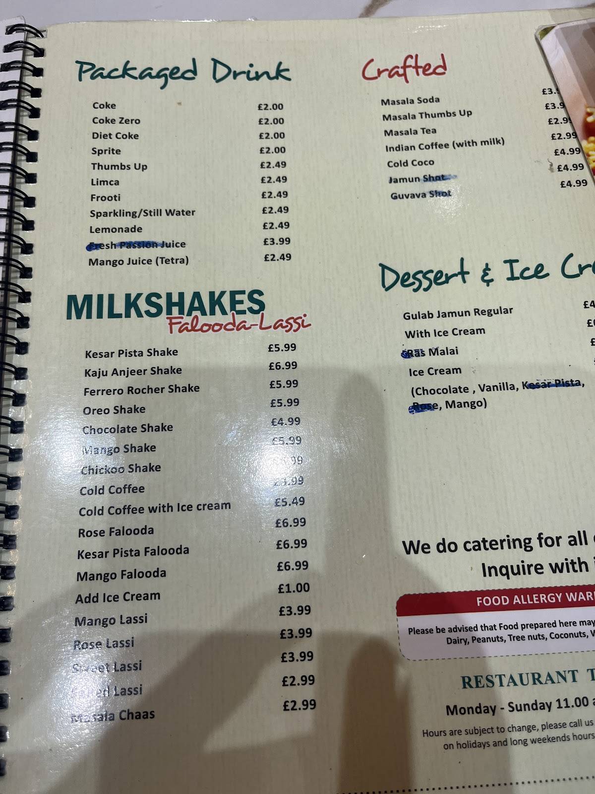 Honest Restaurant меню