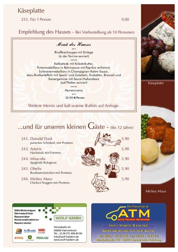 Hotel Restaurant Doppeladler меню
