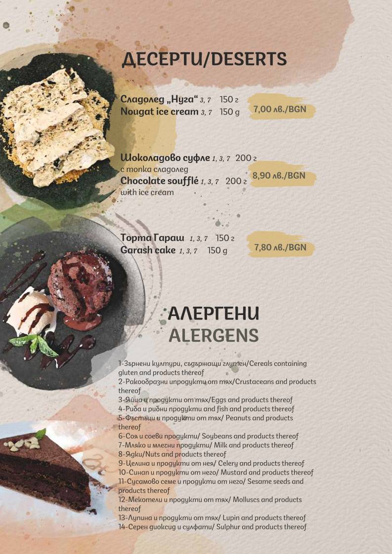 Хотел Теодора Палас меню