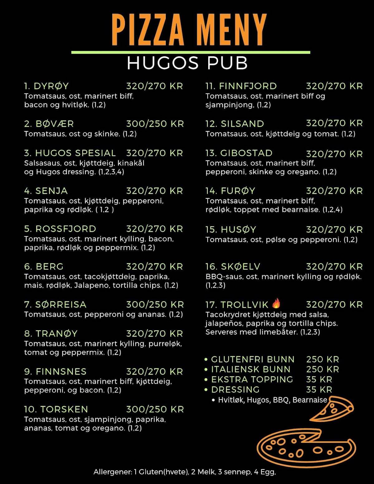 Hugos Pub / Senja Uteliv AS меню