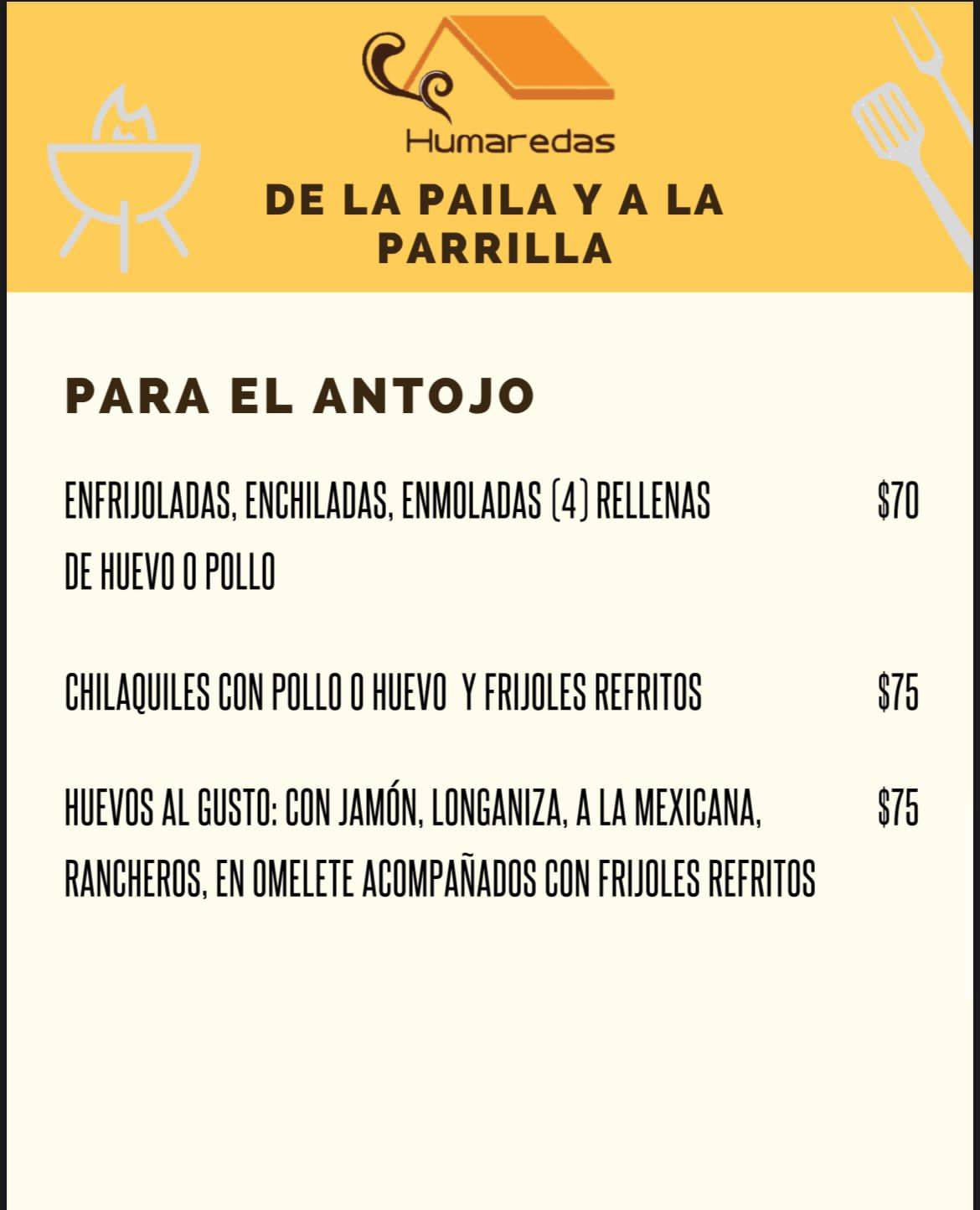 Restaurante Humaredas меню